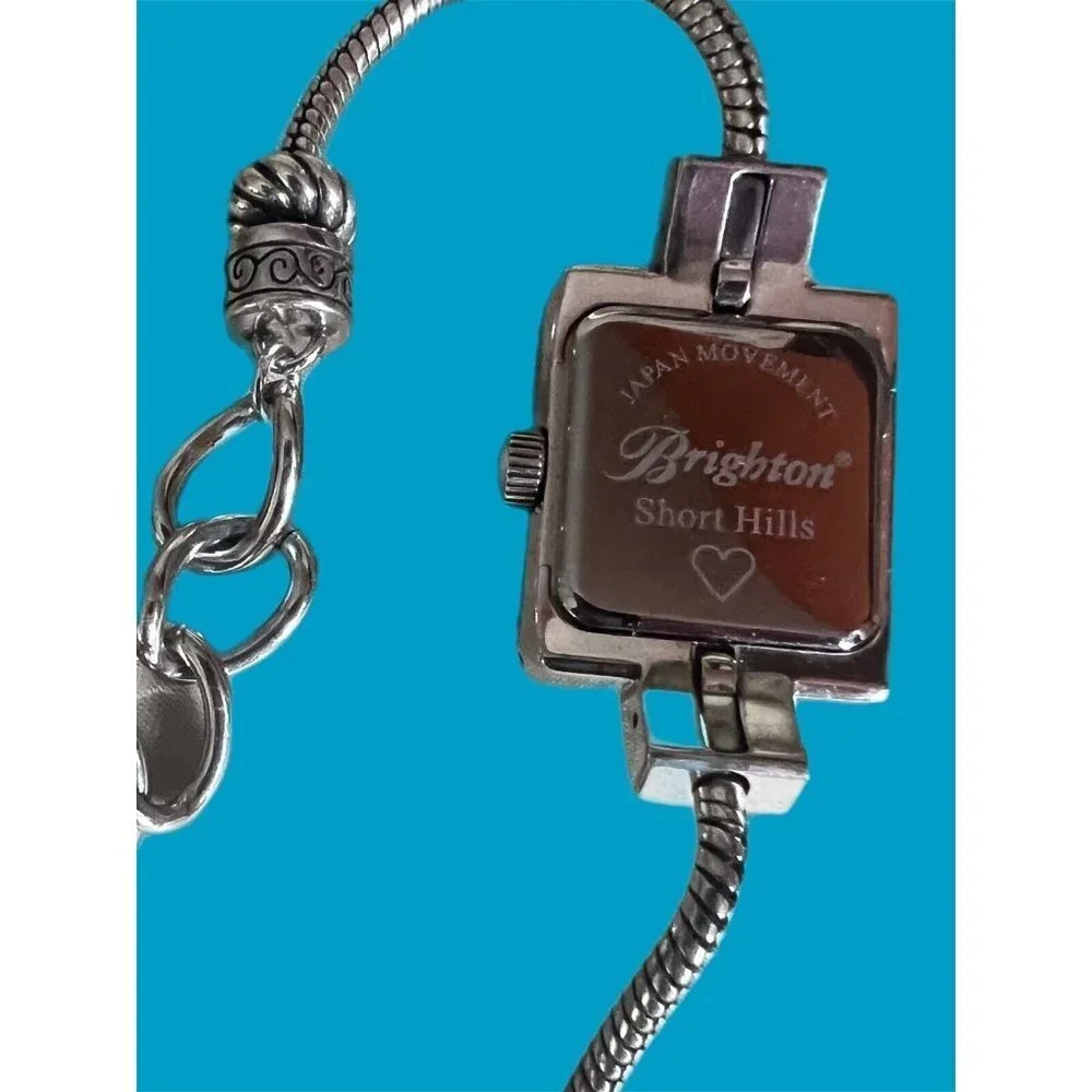 BRIGHTON SHORT HILLS SILVER WATCH WITH 2 BEADS NEW BATTERY CAN ADD BEADS